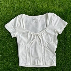 Hollister Women's White Corset Tee